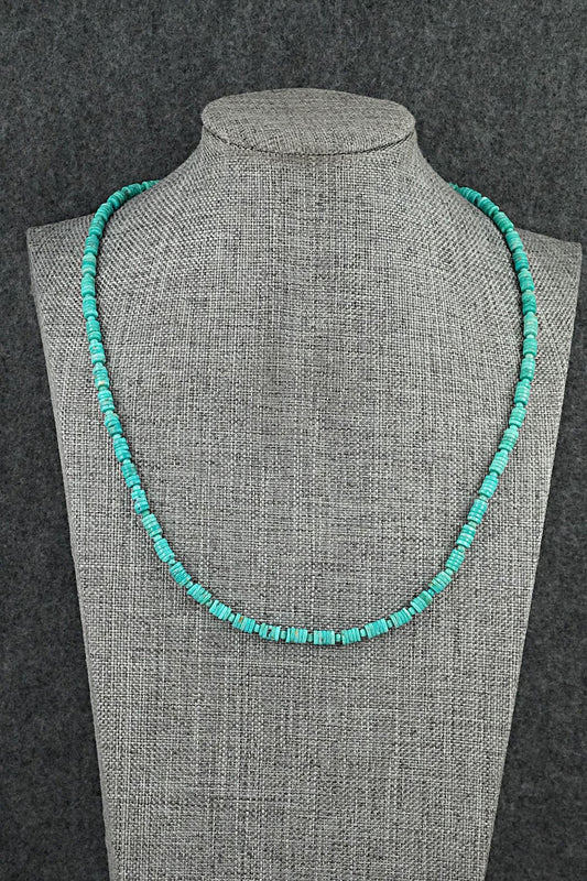 Turquoise & Sterling Silver Necklace 19" - Helen Tsosie