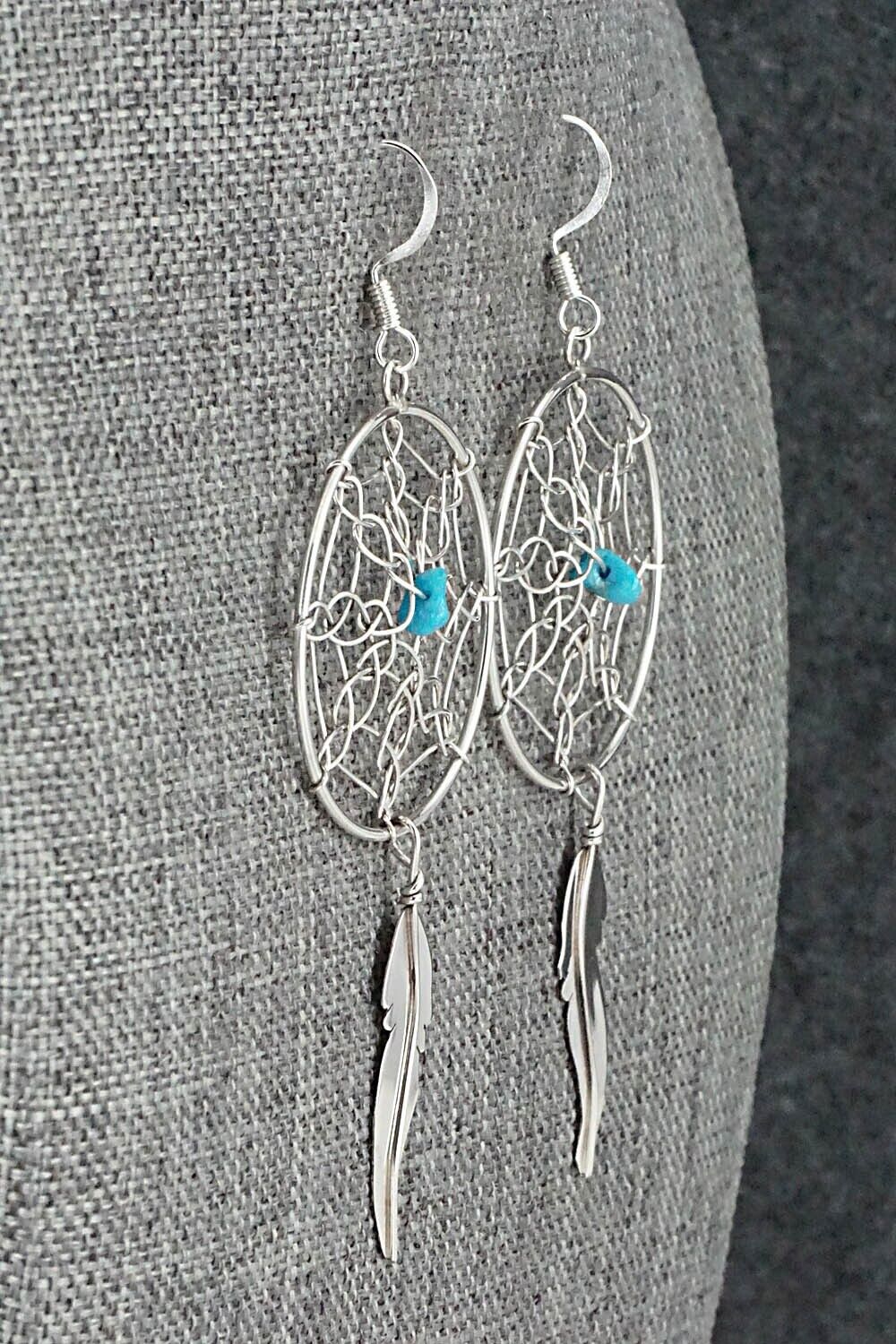 Turquoise & Sterling Silver Earrings - Lorenzo Arviso Jr.