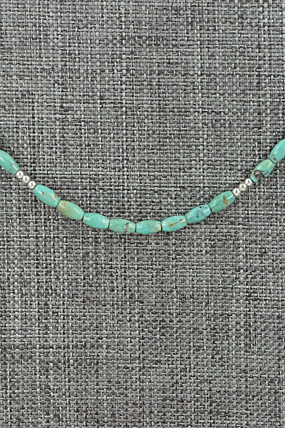 Turquoise & Sterling Silver Necklace 20" - Doreen Jake