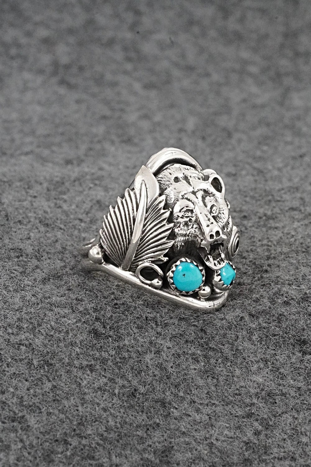 Turquoise & Sterling Silver Ring - Darrell Morgan - Size 13