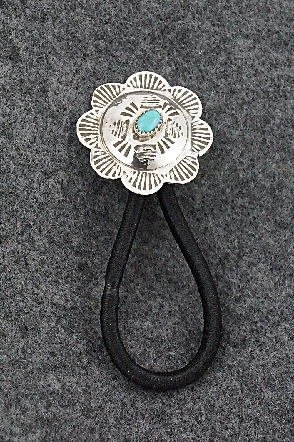 Turquoise & Sterling Silver Hair Tie - Bertha Begay