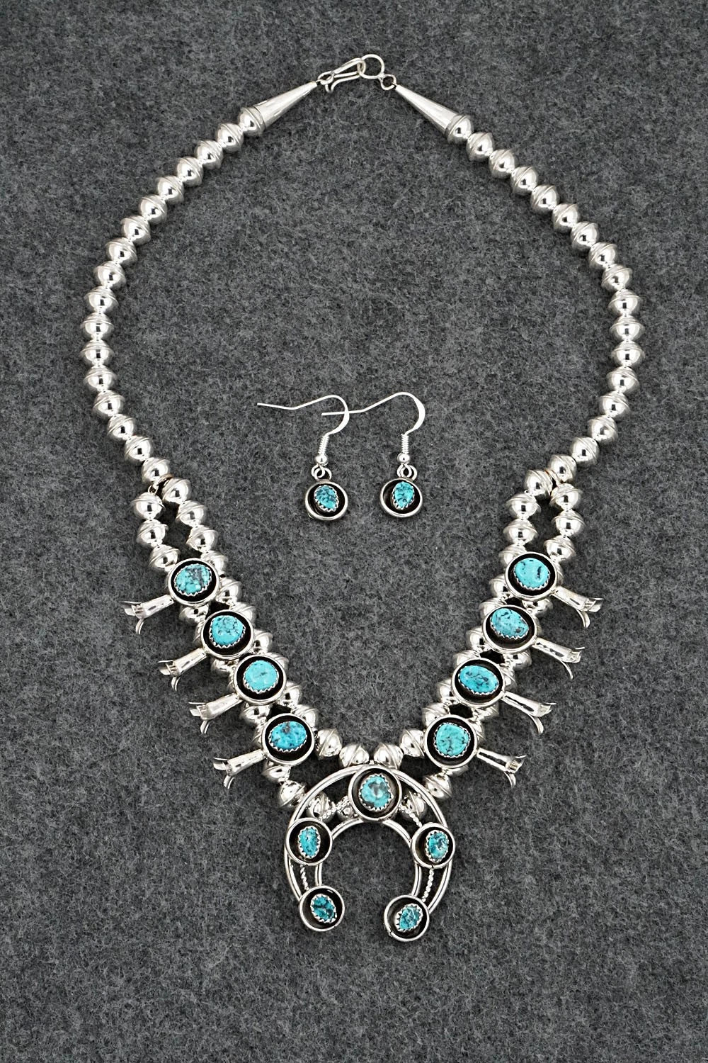 Turquoise & Sterling Silver Squash Blossom Set - Phil Garcia