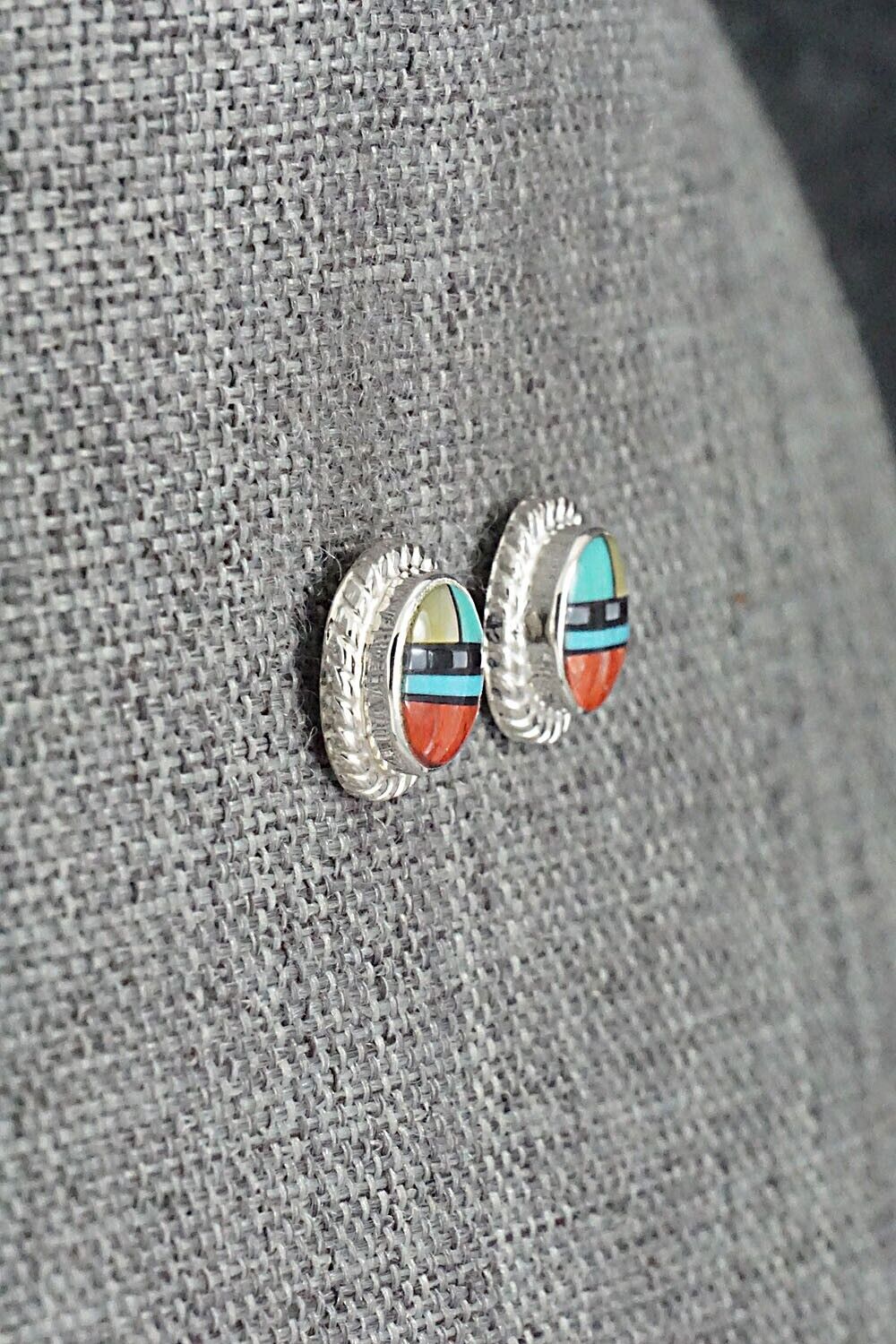 Multi-Stone & Sterling Silver Earrings - Delbert Kallestewa Jr.