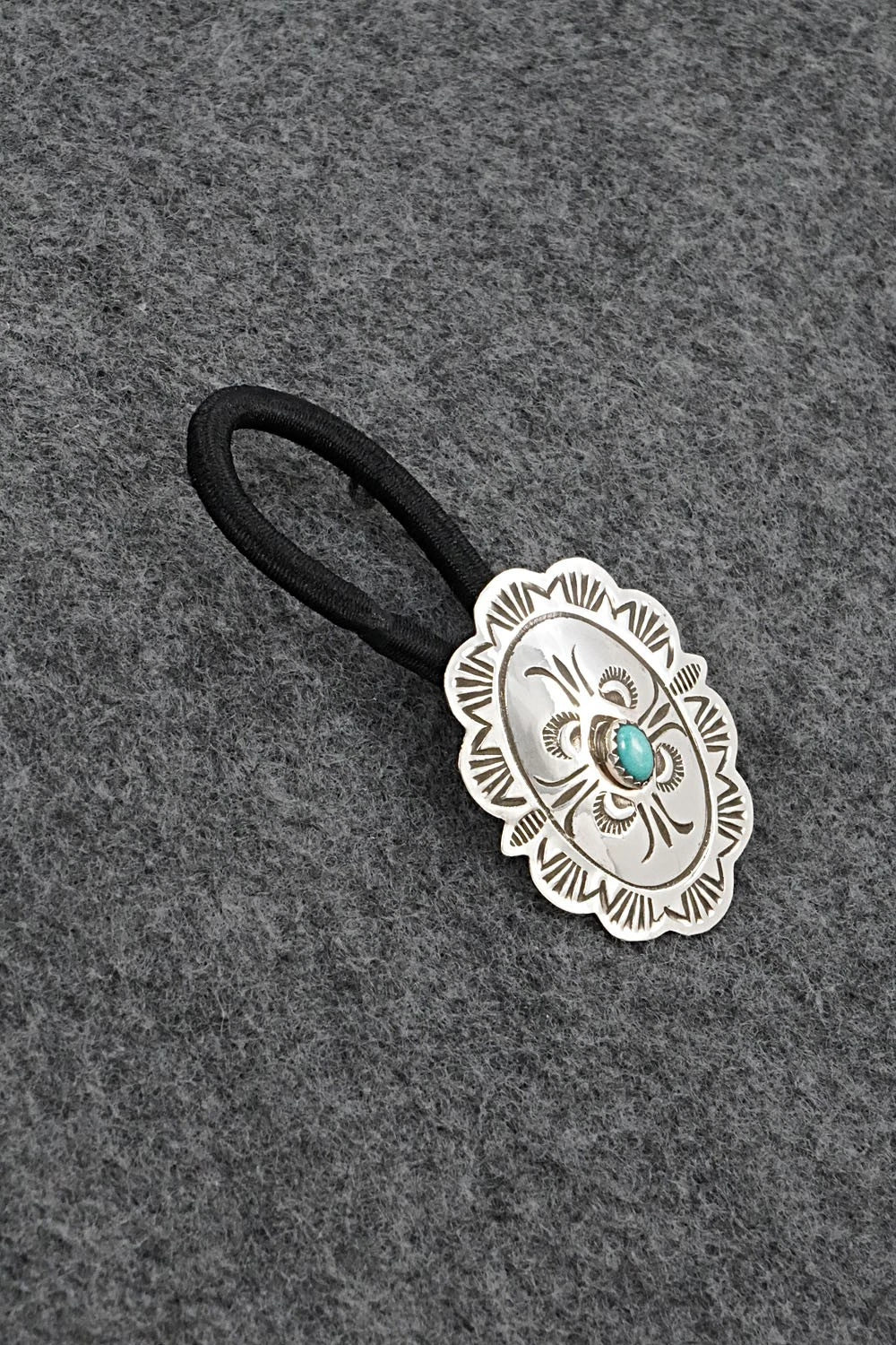 Turquoise & Sterling Silver Hair Tie - Bertha Begay