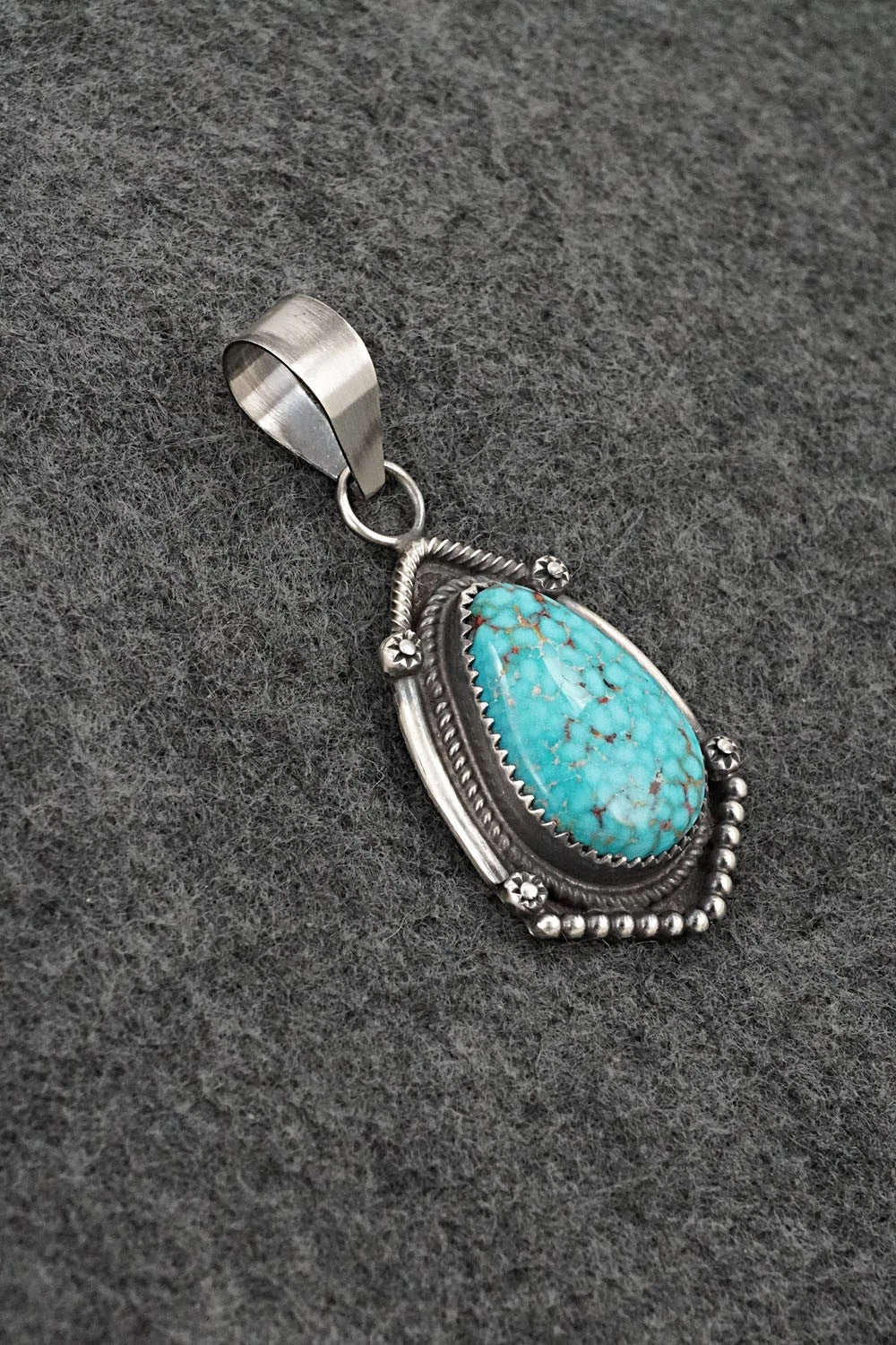 Turquoise & Sterling Silver Pendant - Leslie Nez