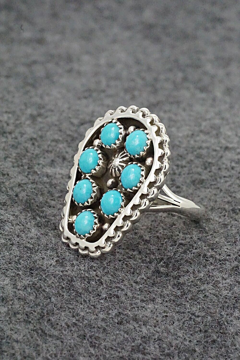 Turquoise & Sterling Silver Ring - Kenny Lonjose - Size 10