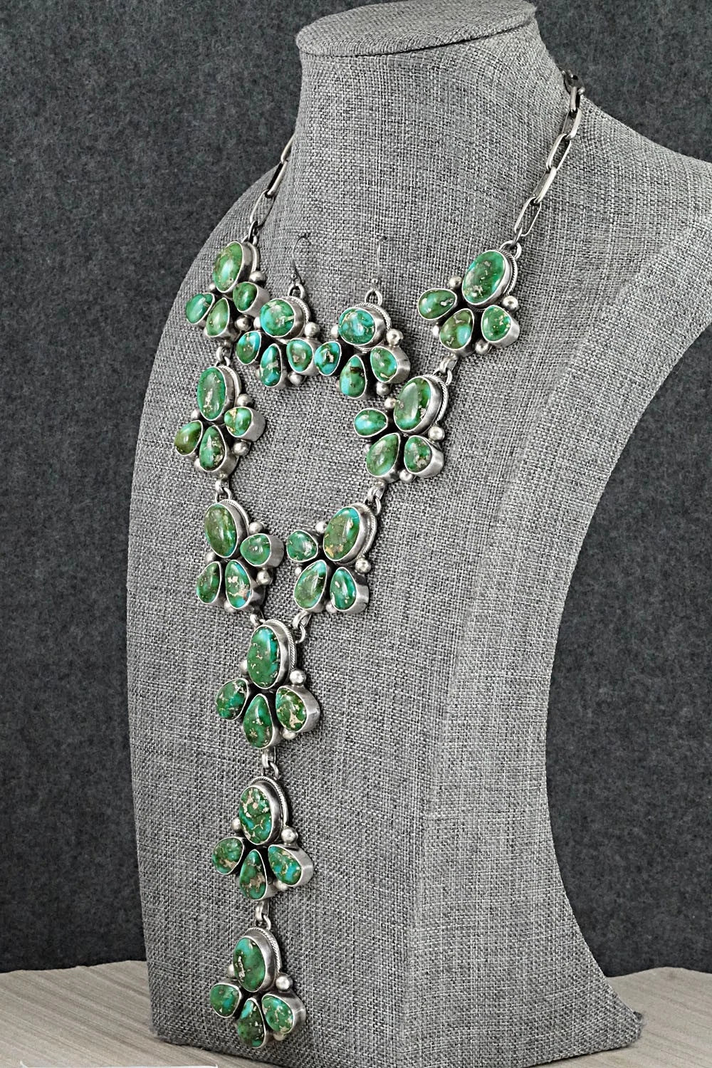 Turquoise & Sterling Silver Necklace and Earrings Set - Kathleen Livingston