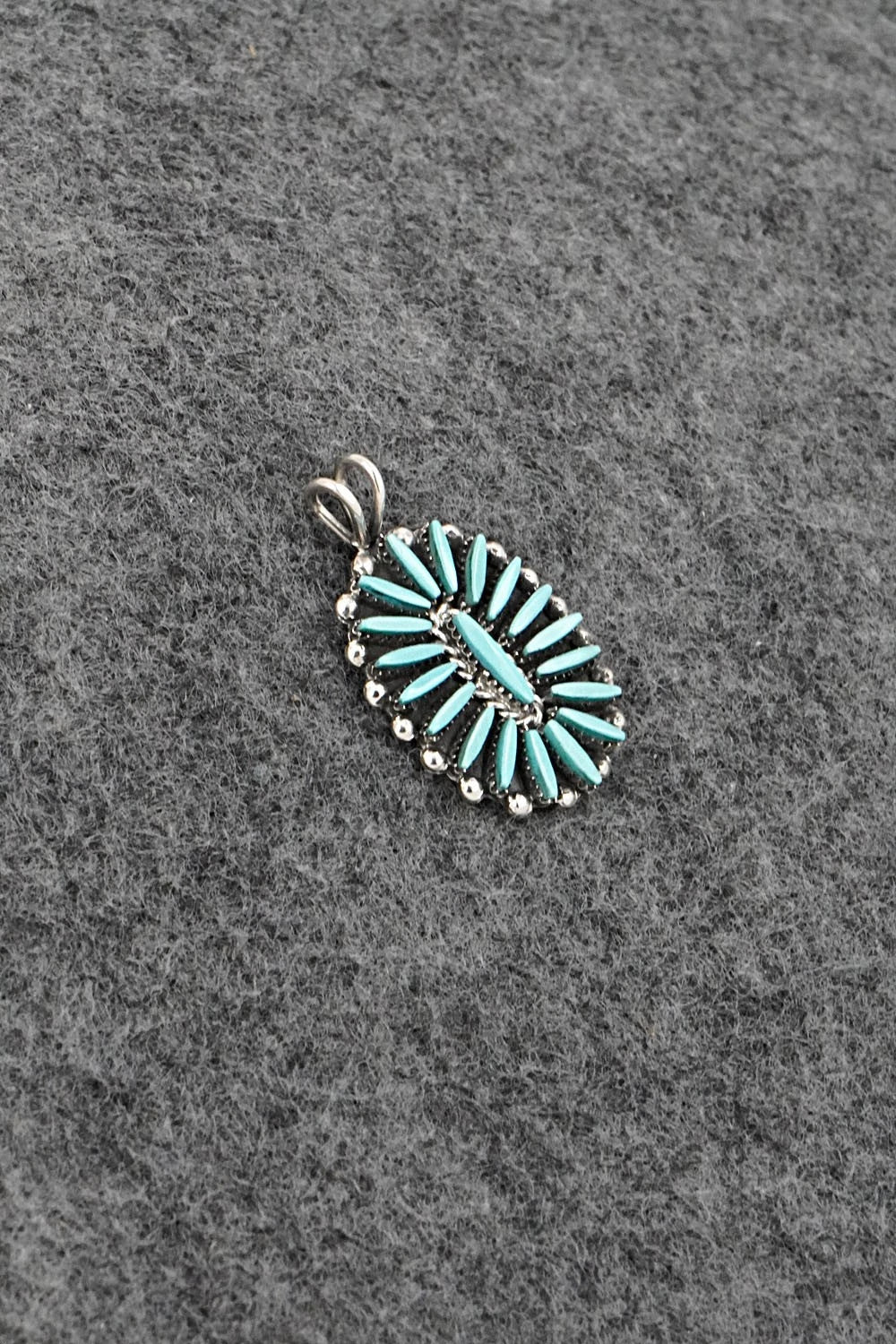 Turquoise & Sterling Silver Pendant - Fritzon Owaleon