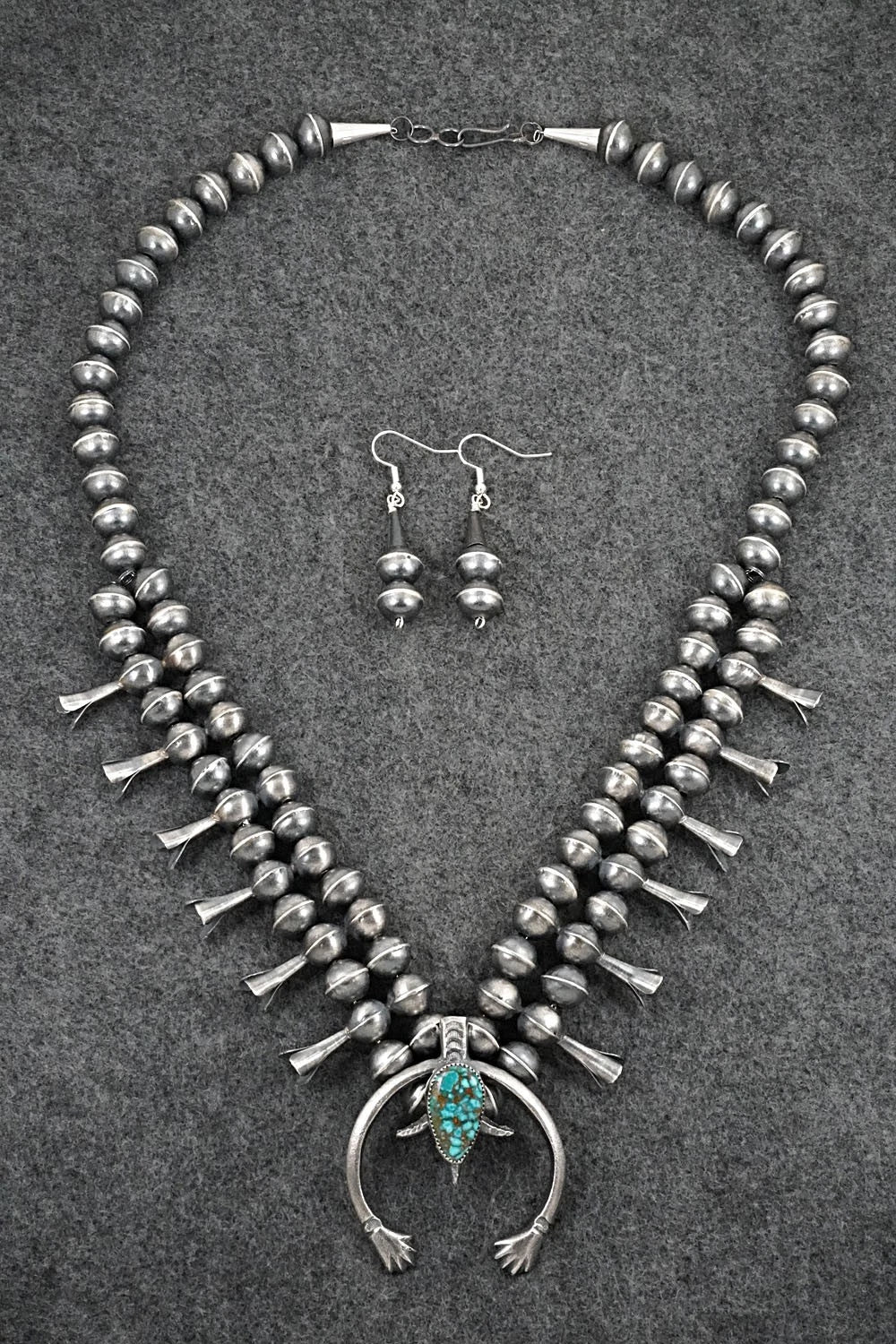 Turquoise & Sterling Silver Squash Blossom Set - Gilbert Martin