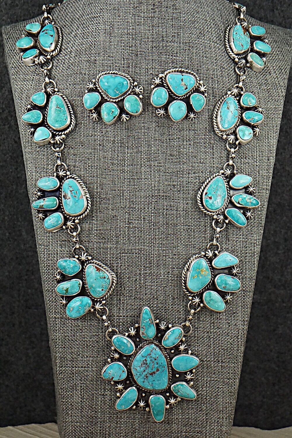 Turquoise & Sterling Silver Necklace and Earrings Set - Bob Becenti