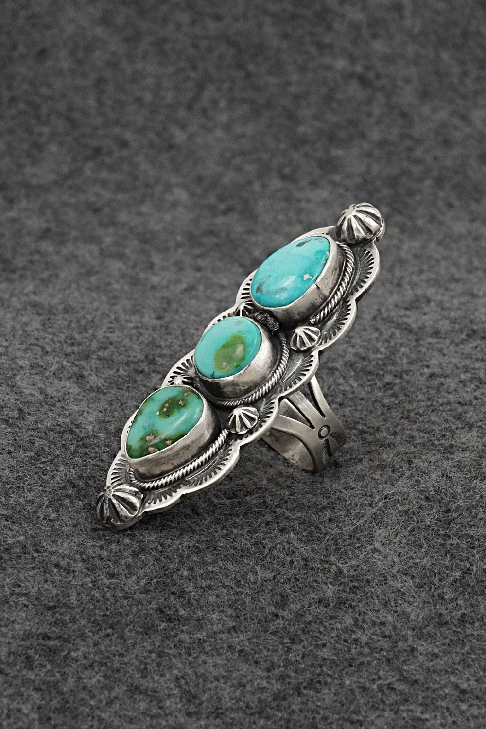 Turquoise & Sterling Silver Ring - Bobby Johnson - Size 8.5