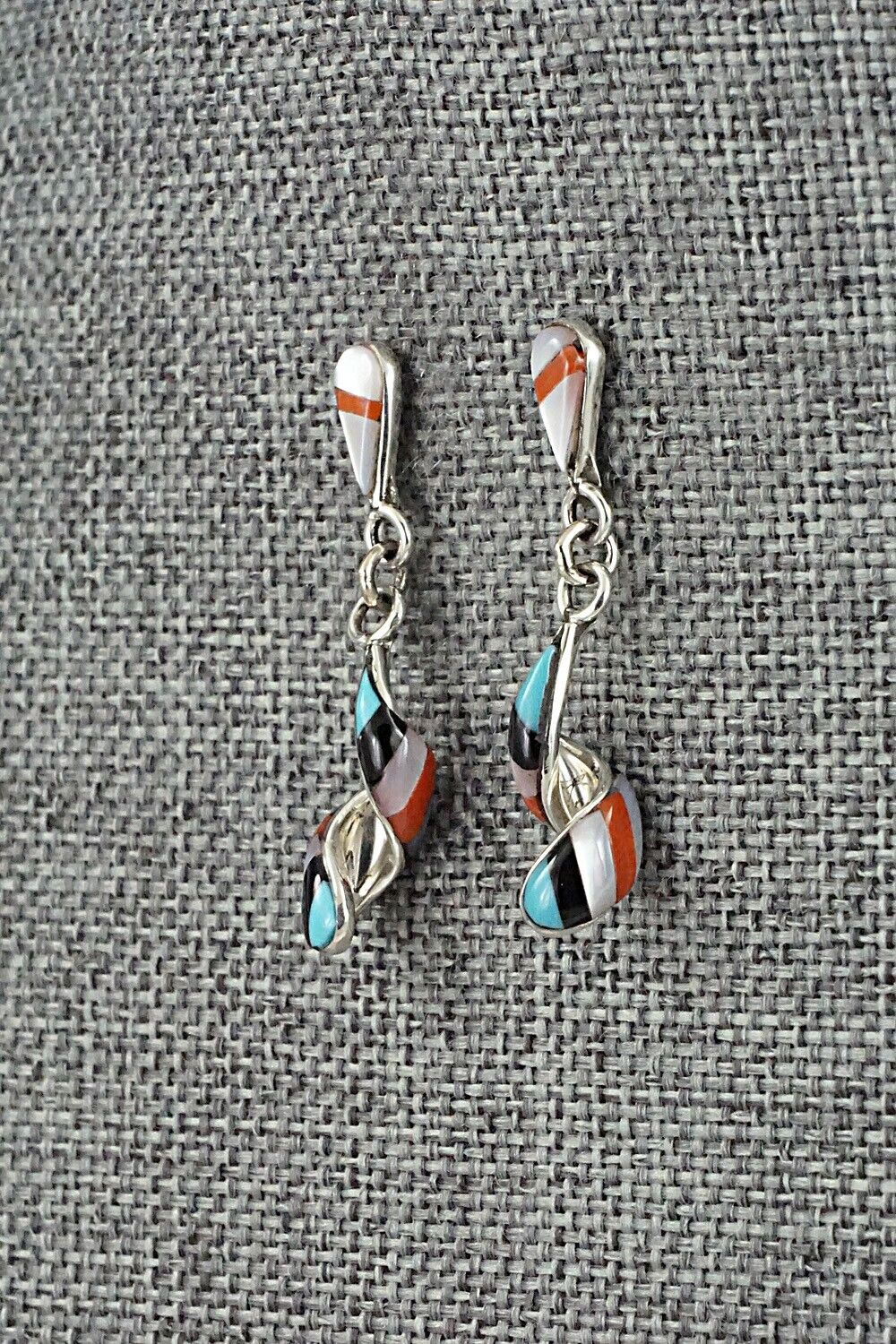 Multi-Stone & Sterling Silver Inlay Earrings - Idella Edaakie