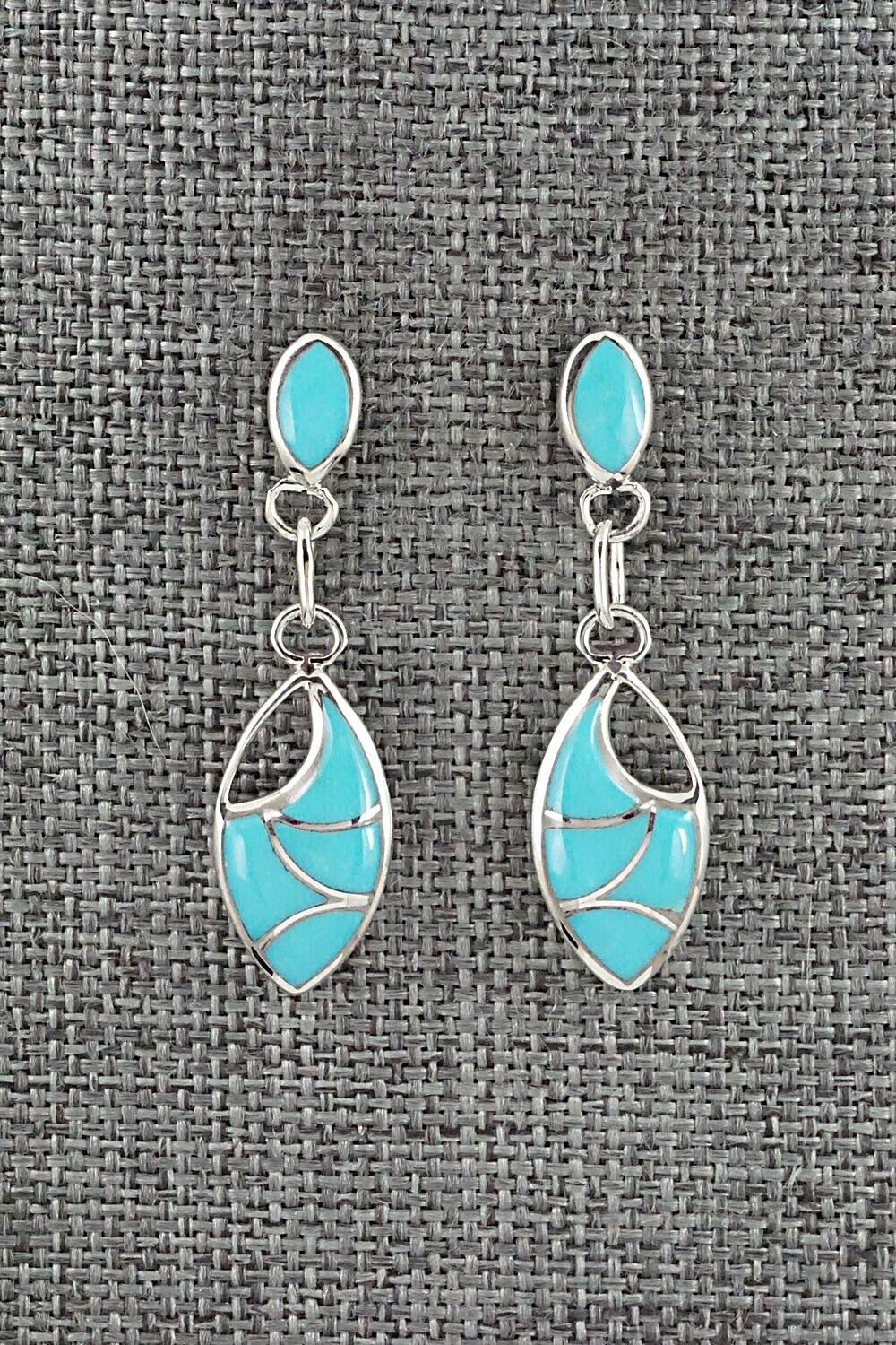 Turquoise & Sterling Silver Inlay Earrings - Faye Leekya