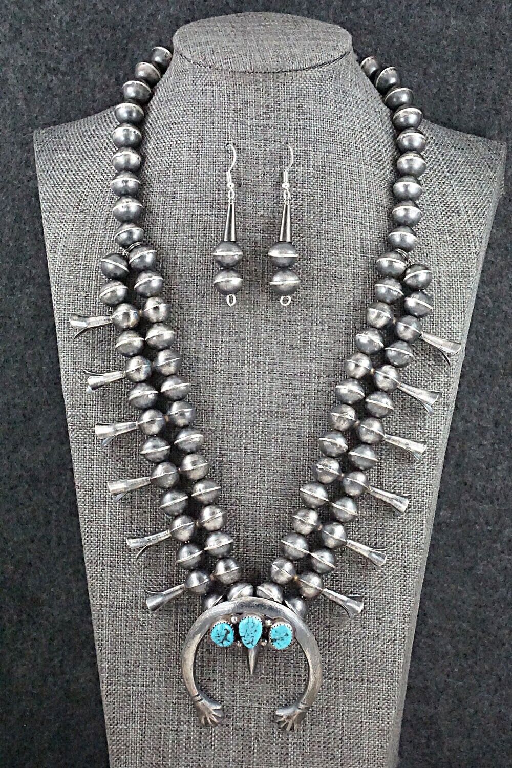 Navajo Squash Blossom Necklace Sterling Silver Turquoise | eBay