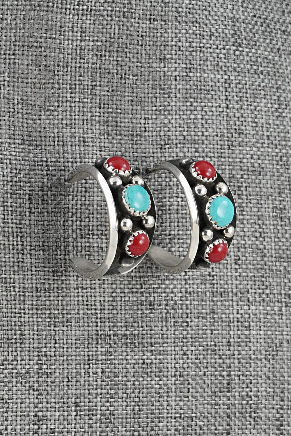 Coral, Turquoise & Sterling Silver Earrings - Paul Largo