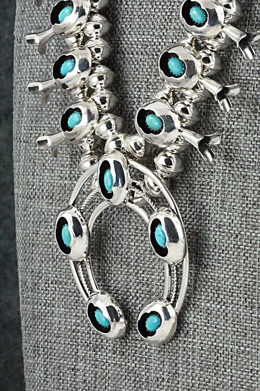 Turquoise & Sterling Silver Squash Blossom Set - Phil Garcia
