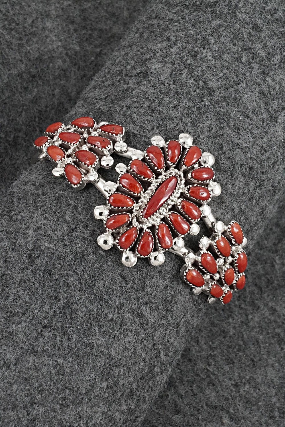 Coral & Sterling Silver Bracelet - Lorraine Waatsa