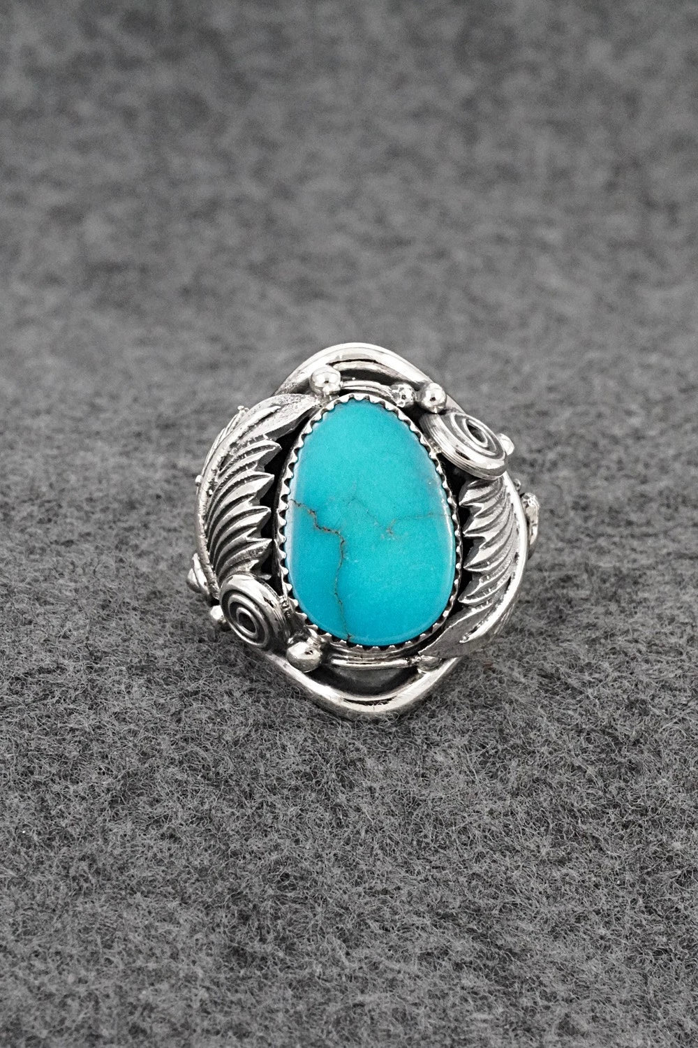 Turquoise & Sterling Silver Ring - Darrell Morgan - Size 9.5