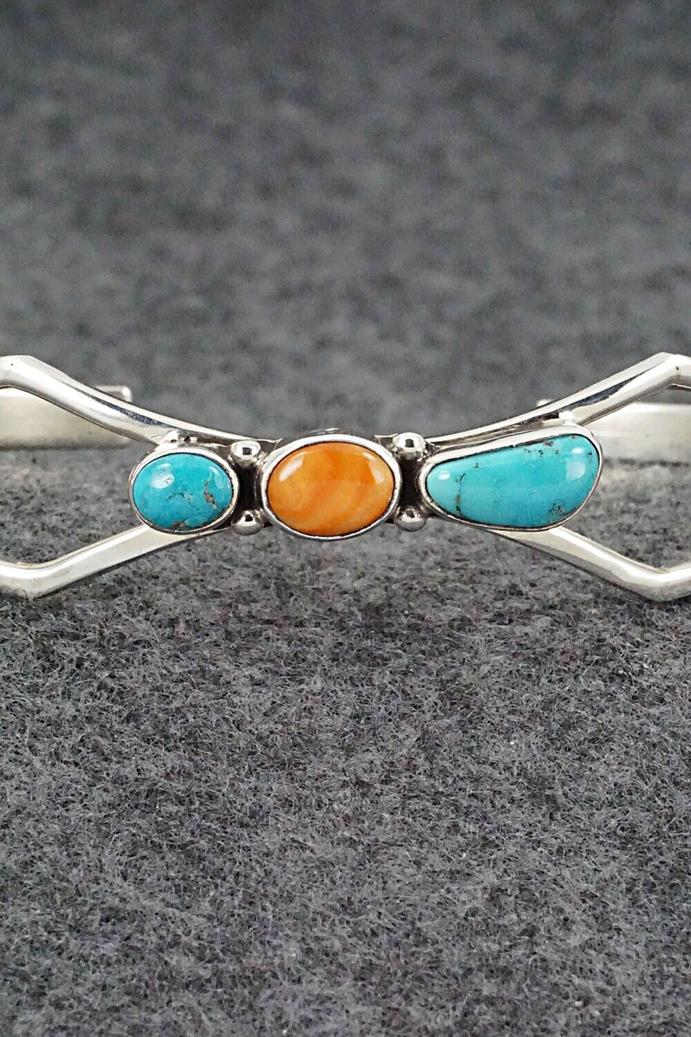 Turquoise, Spiny Oyster & Sterling Silver Bracelet - Bernyse Chavez