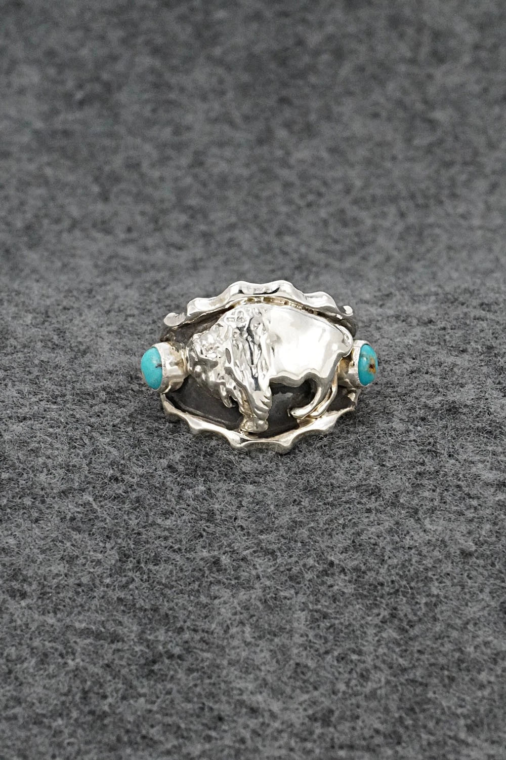 Turquoise & Sterling Silver Ring - Genevieve Francisco - Size 11.5