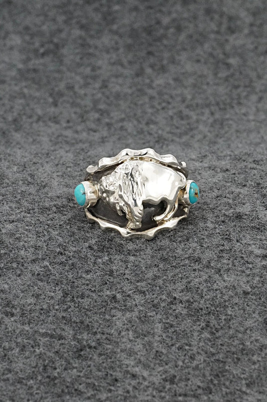 Turquoise & Sterling Silver Ring - Genevieve Francisco - Size 11.5