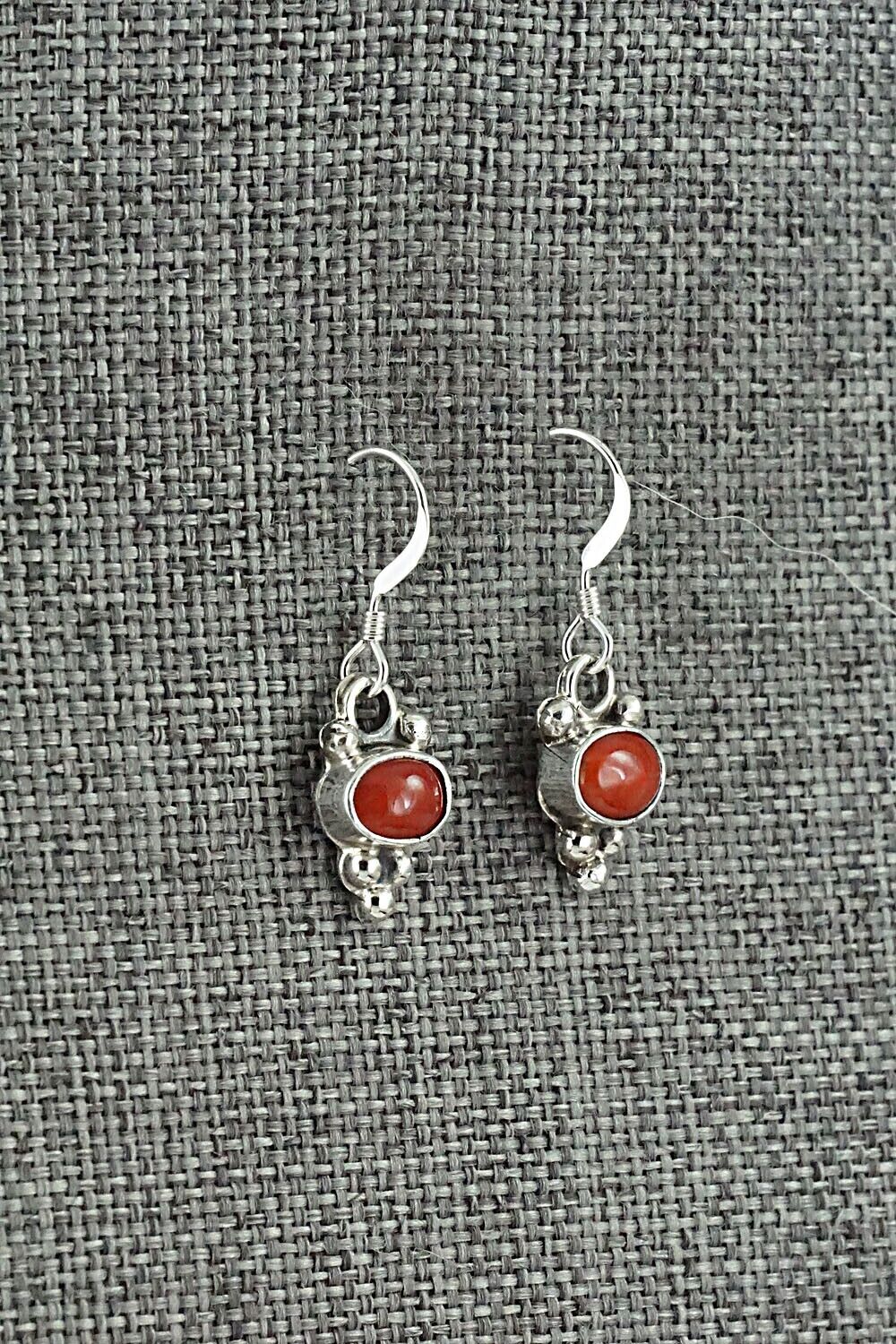 Coral & Sterling Silver Earrings - Annie Spencer