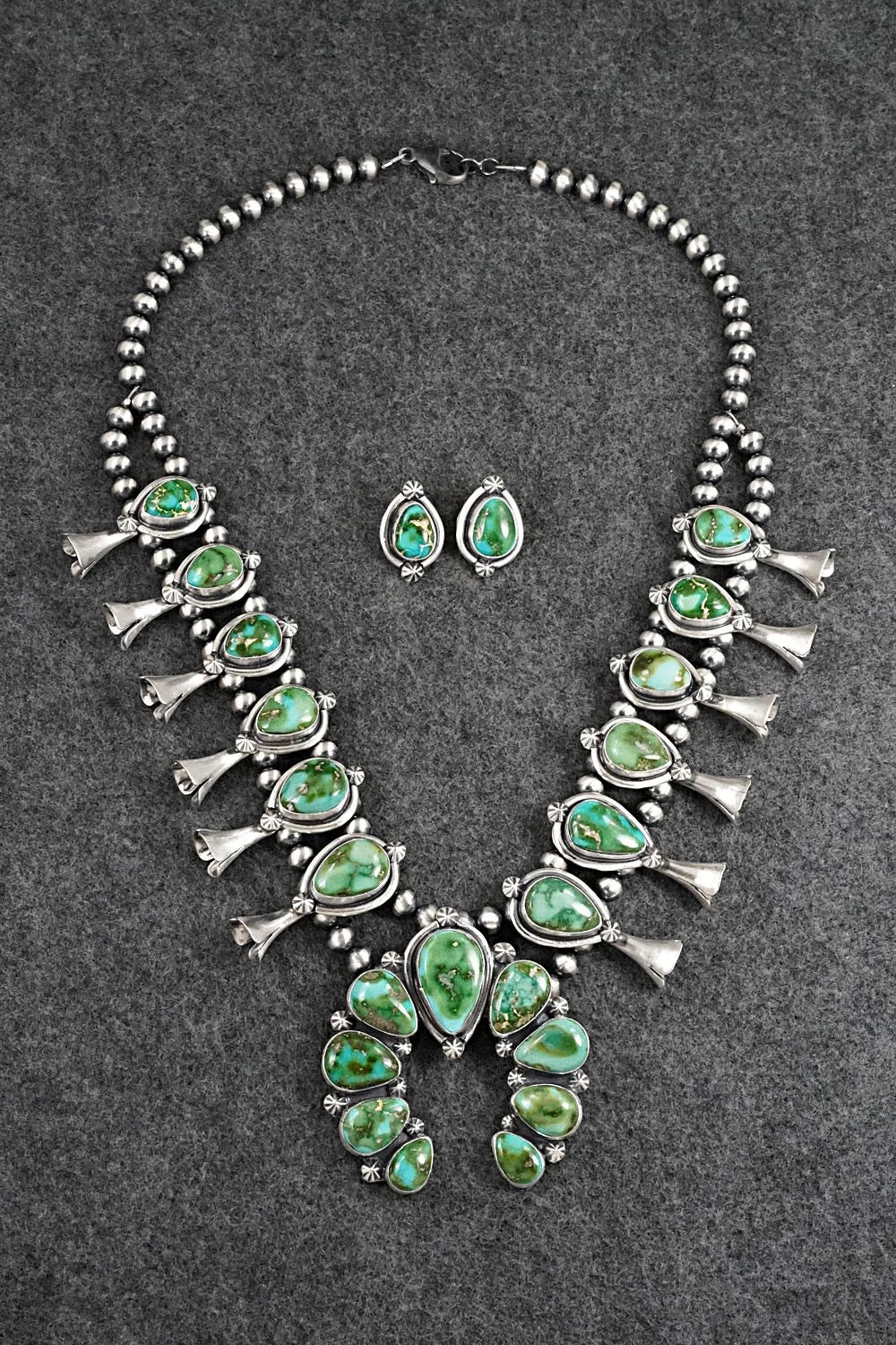 Turquoise & Sterling Silver Squash Blossom Set - Darrin Livingston
