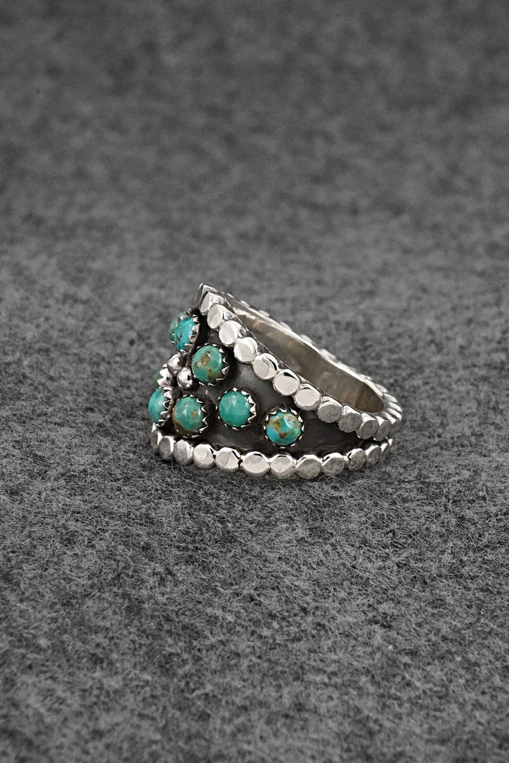 Turquoise & Sterling Silver Ring - Kenny Lonjose - Size 10