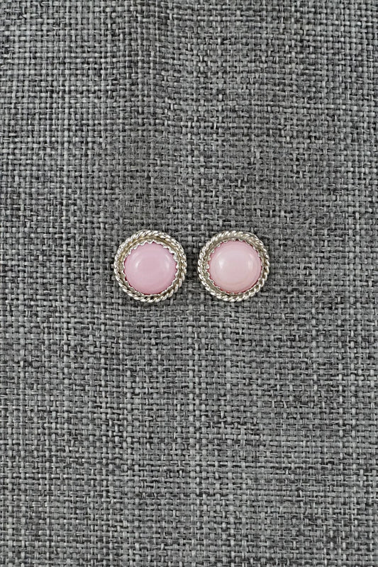 Pink Conch & Sterling Silver Earrings - Esther White