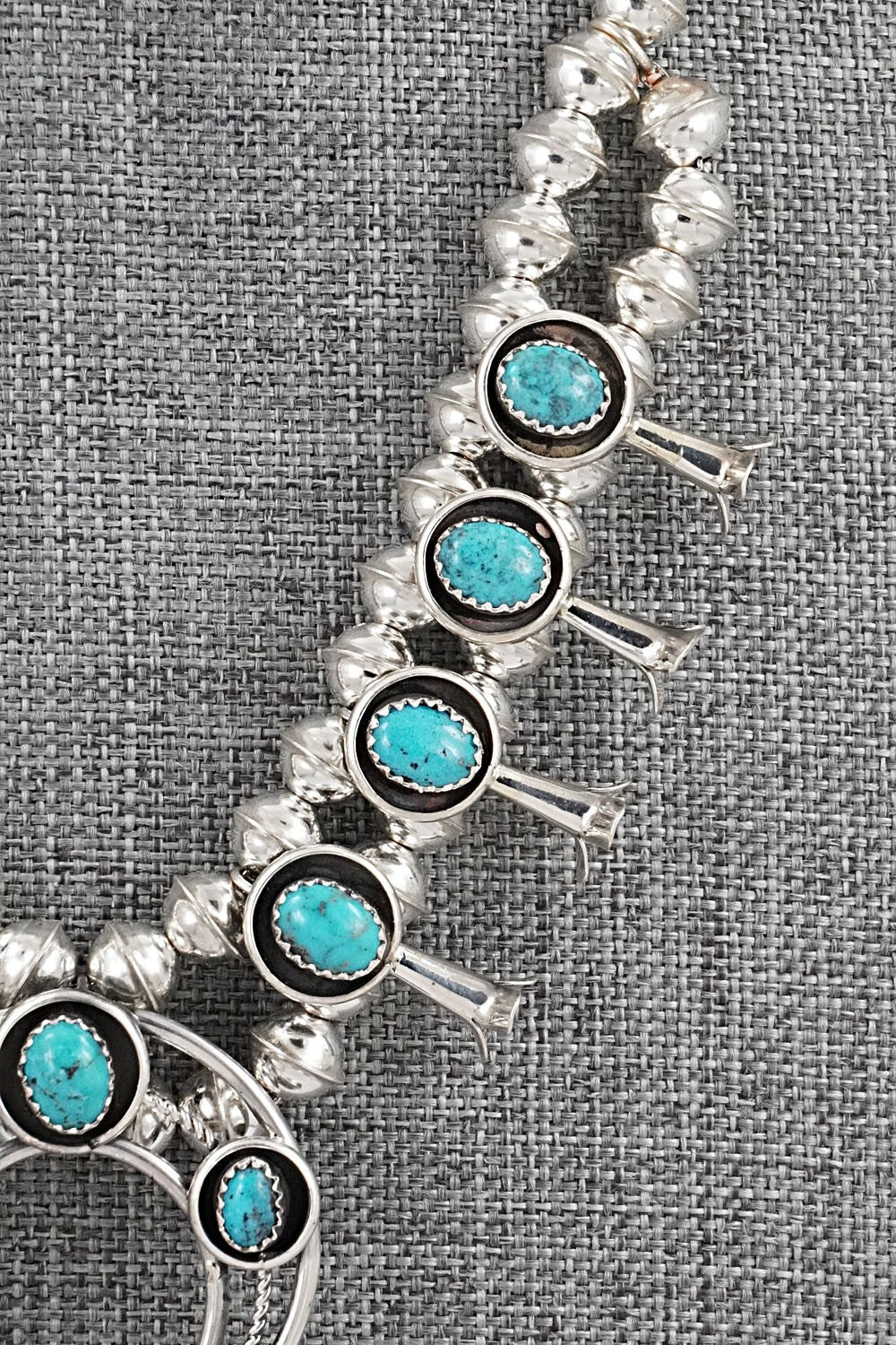 Turquoise & Sterling Silver Squash Blossom Set - Phil Garcia