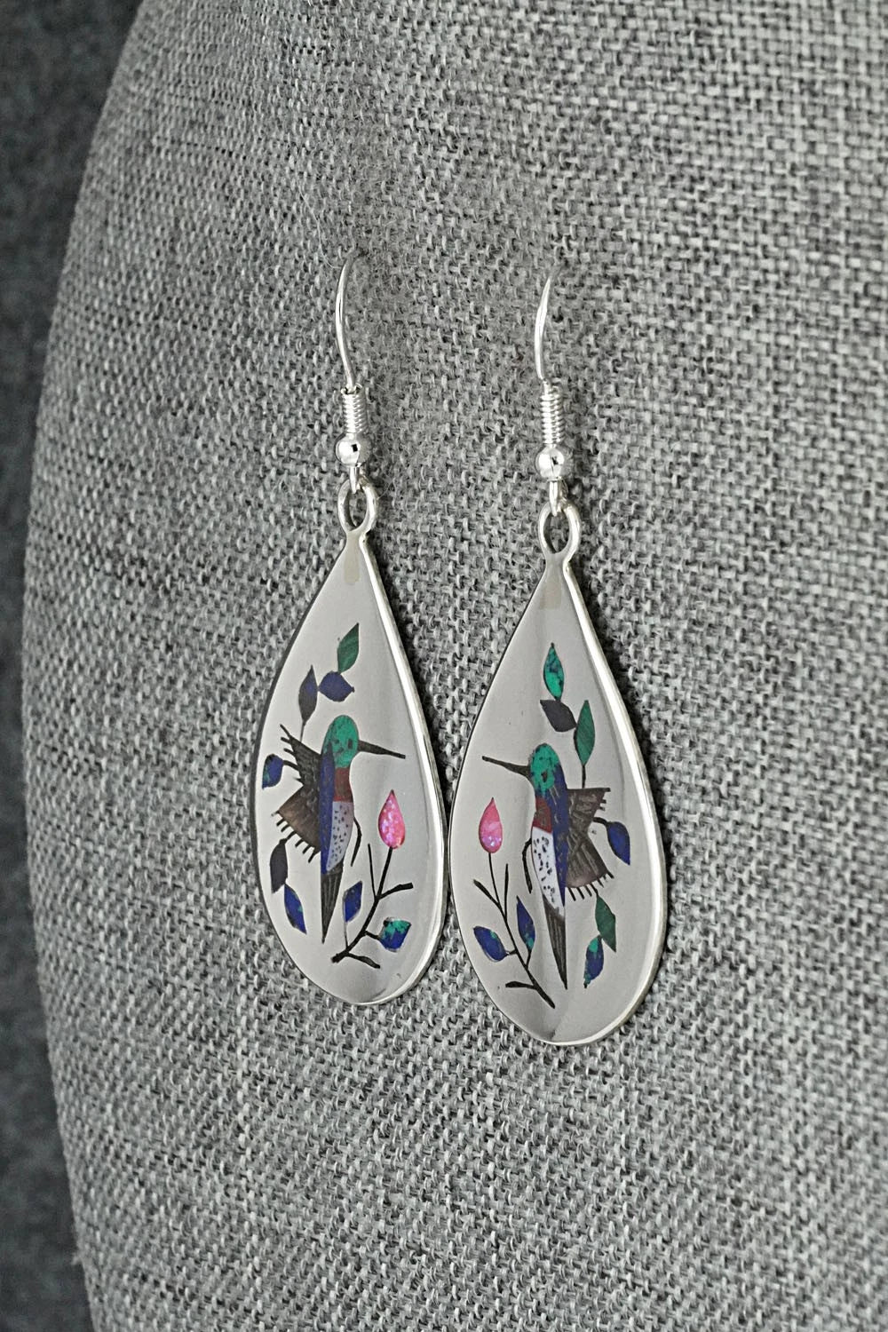 Multi-Stone Inlay & Sterling Silver Earrings - Raymond Boyd