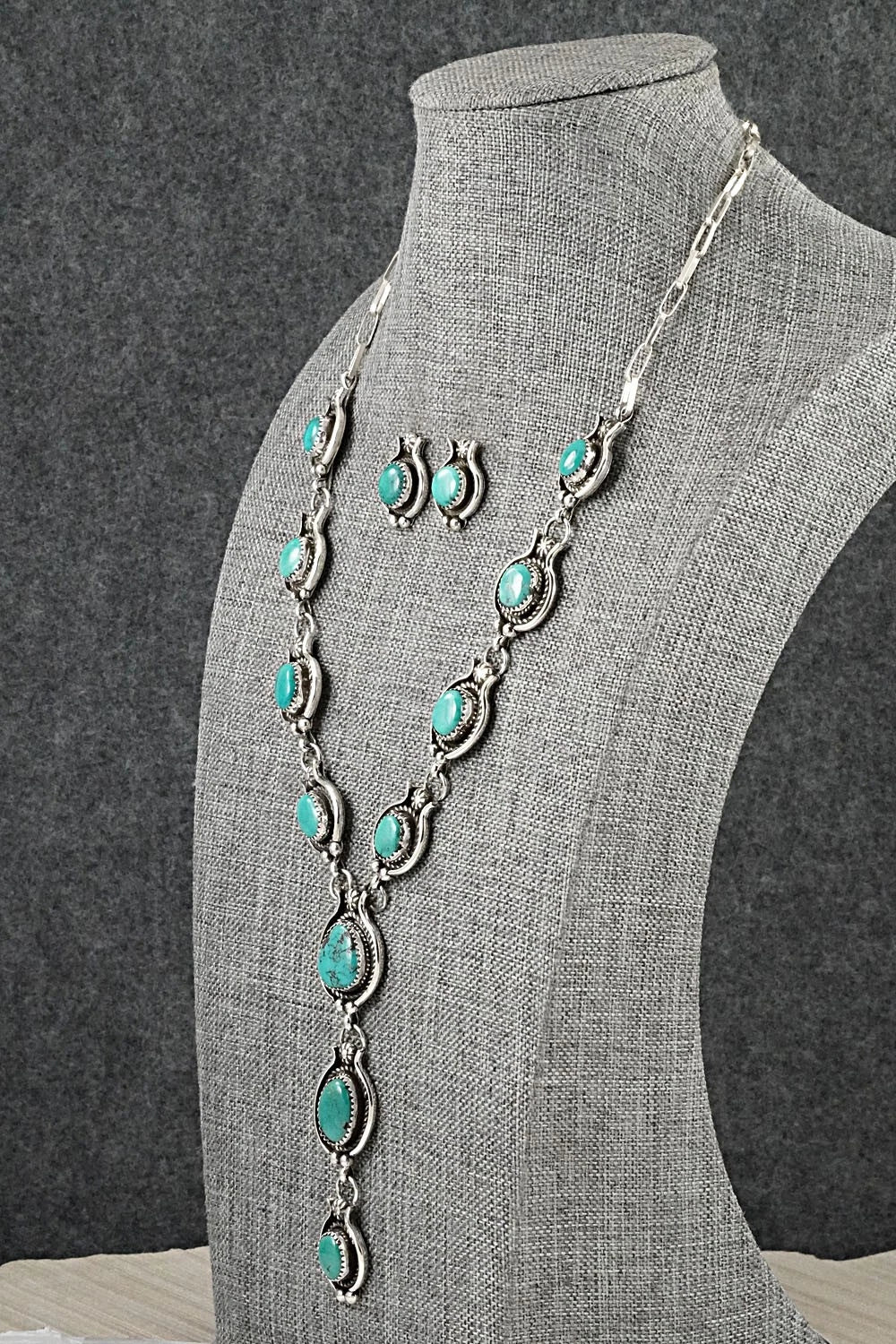 Turquoise & Sterling Silver Necklace and Earrings Set - Phil Nez