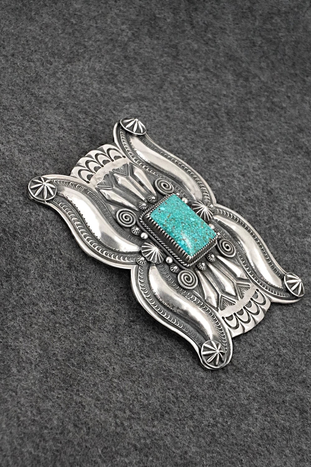 Turquoise & Sterling Silver Belt Buckle - Delbert Gordon