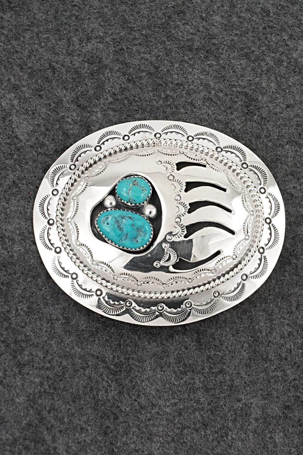 Turquoise & Sterling Silver Belt Buckle - Wilbert Muskett Sr.