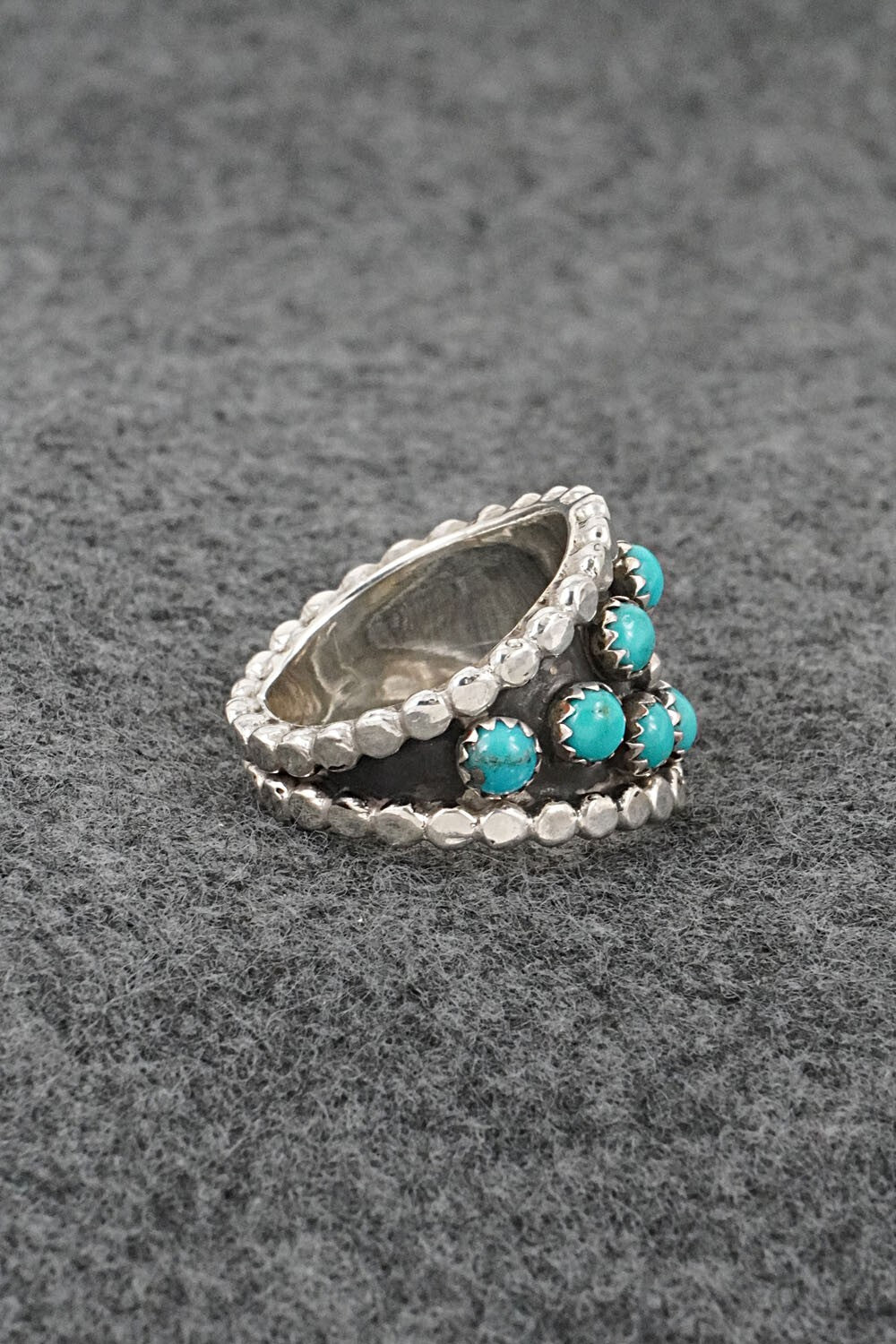 Turquoise & Sterling Silver Ring - Kenny Lonjose - Size 7
