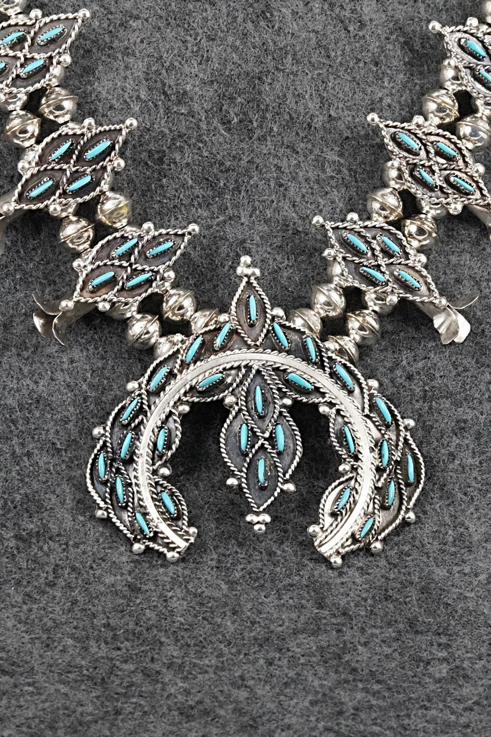 Turquoise & Sterling Silver Squash Blossom Set - Lorna Mahkee