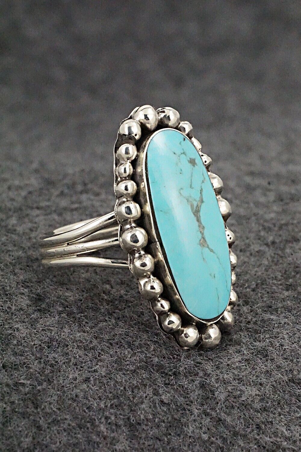 Turquoise & Sterling Silver Ring - Clarence Long - Size 9.5