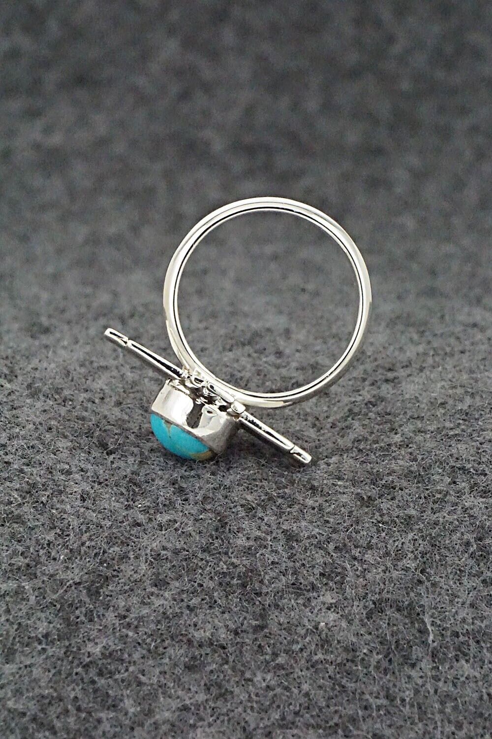 Turquoise and Sterling Silver Ring - Raymond Coriz - Size 8