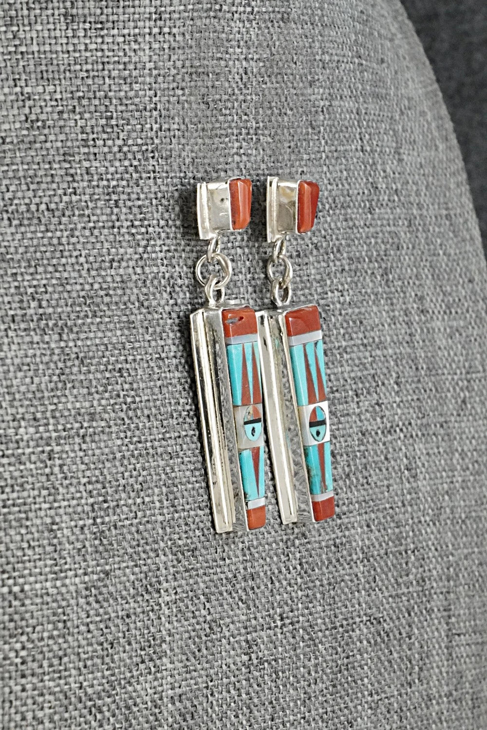 Multi-Stone & Sterling Silver Inlay Earrings - Rayland Edaakie
