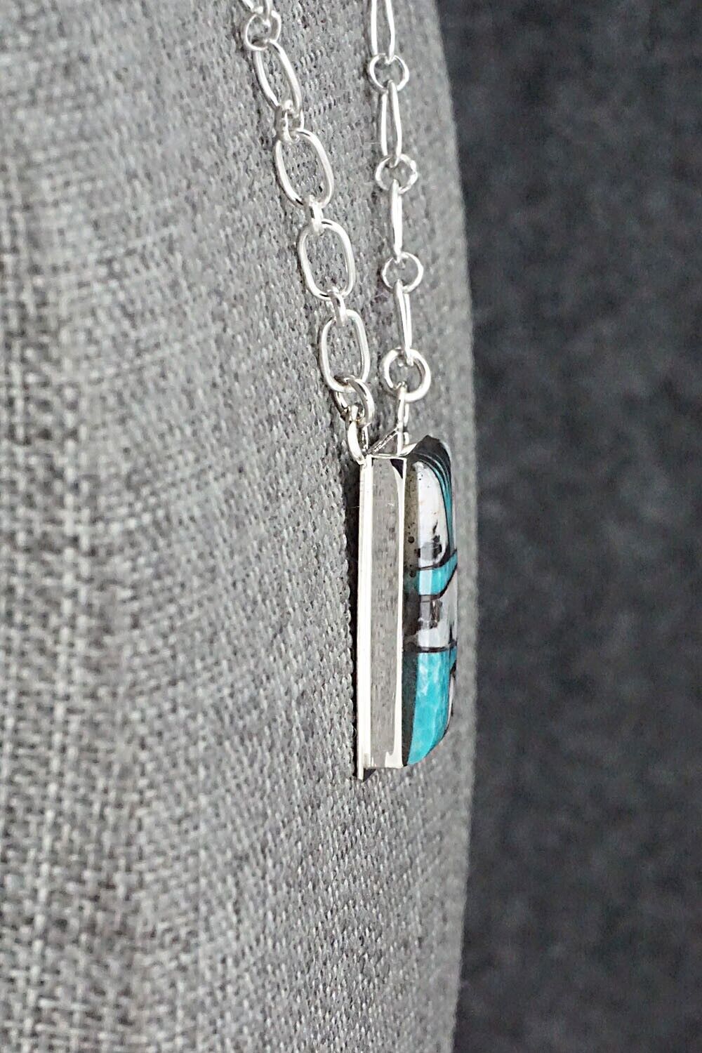 White Buffalo, Turquoise & Sterling Silver Necklace - Michelle Willie