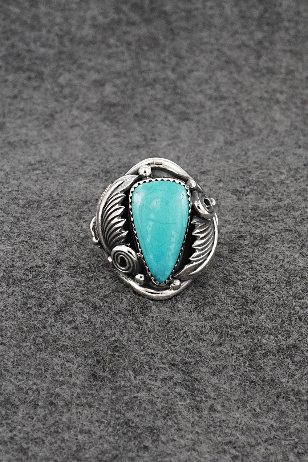 Turquoise & Sterling Silver Ring - Darrell Morgan - Size 9.5