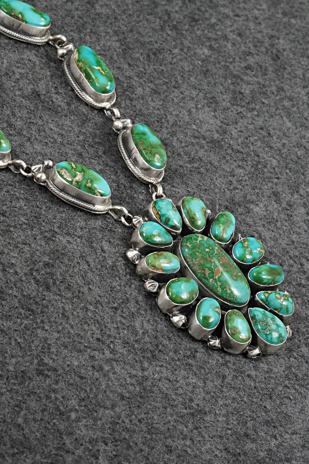 Turquoise & Sterling Silver Necklace and Earrings Set - Darrin Livingston