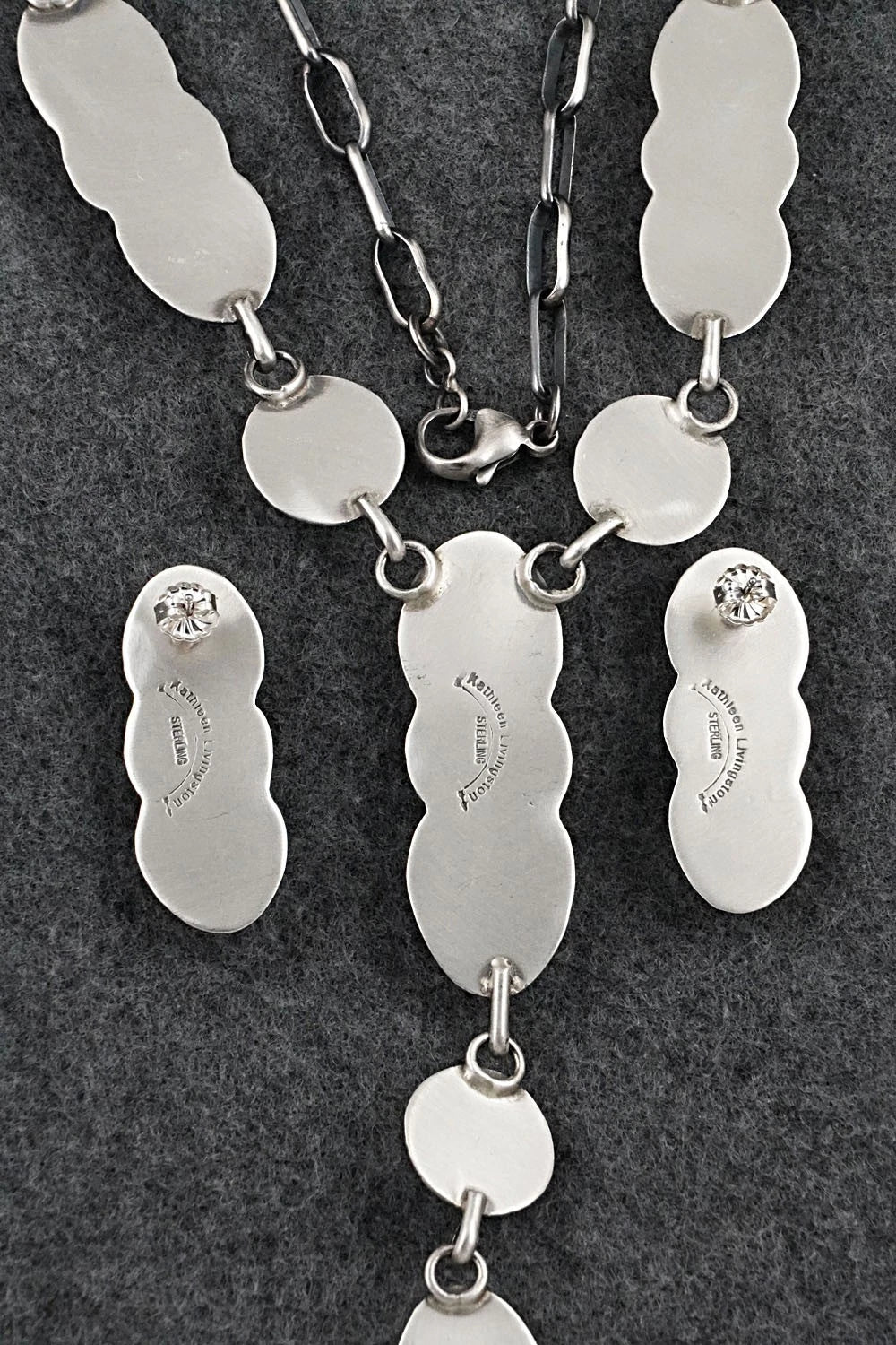 Turquoise & Sterling Silver Necklace and Earrings Set - Kathleen Livingston