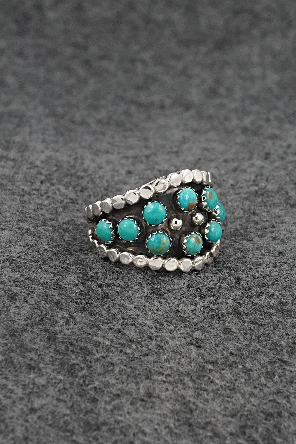 Turquoise & Sterling Silver Ring - Kenny Lonjose - Size 8.5