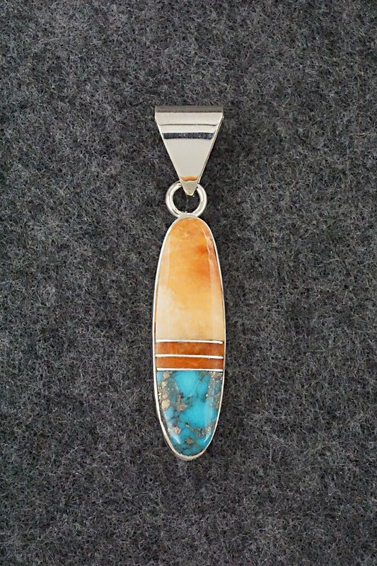 Spiny Oyster, Turquoise, Coral & Sterling Silver Pendant - Harold Smith