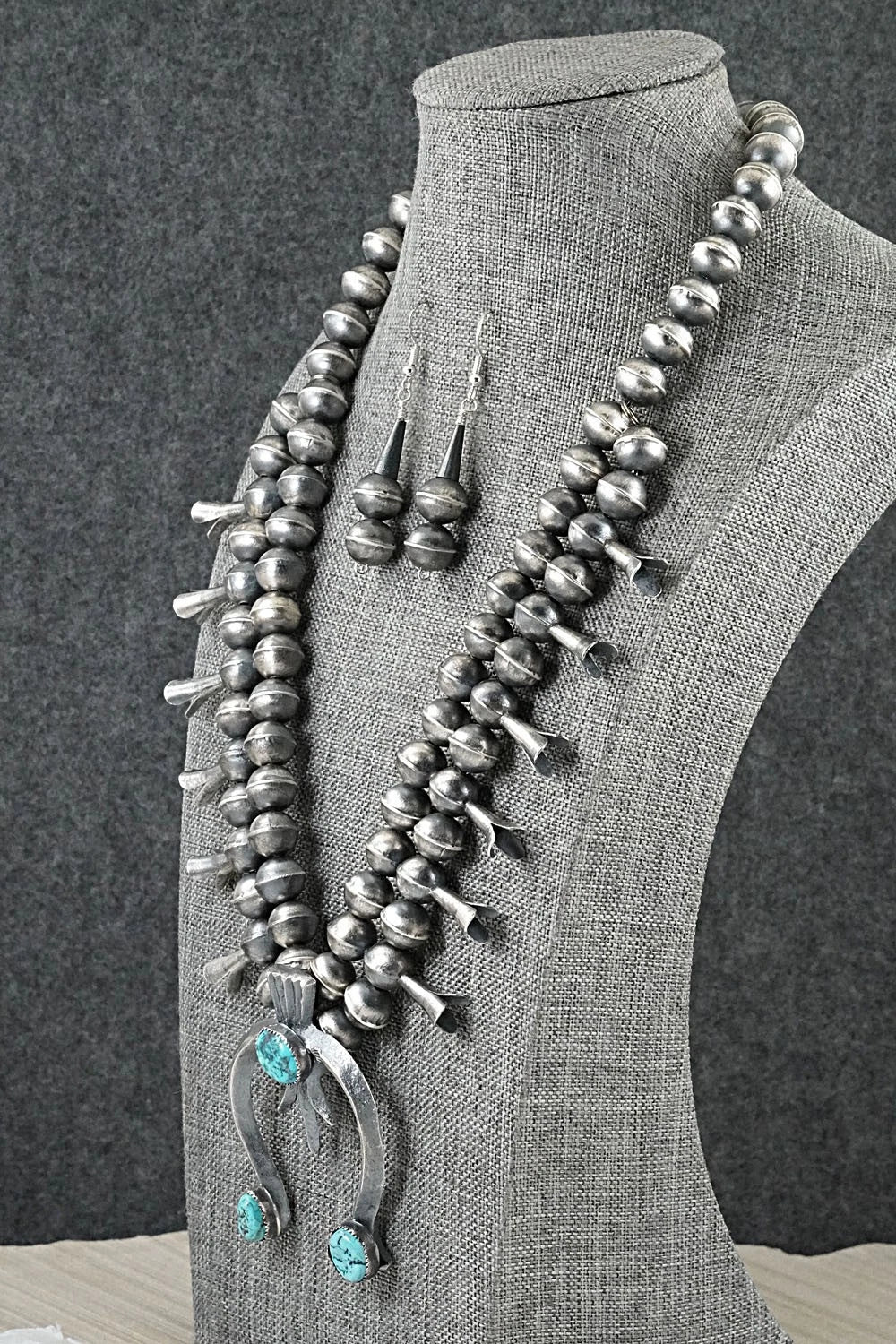 Turquoise & Sterling Silver Squash Blossom Set - Gilbert Martin