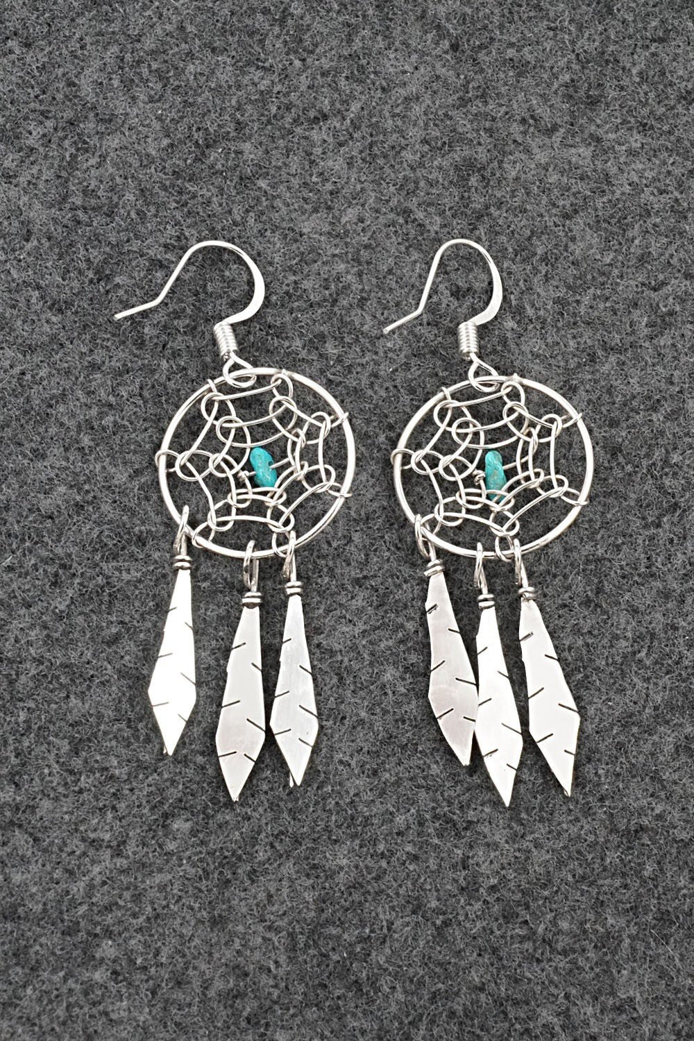 Turquoise & Sterling Silver Earrings - Lorenzo Arviso Jr.