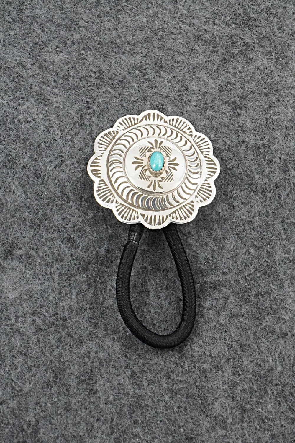 Turquoise & Sterling Silver Hair Tie - Bertha Begay