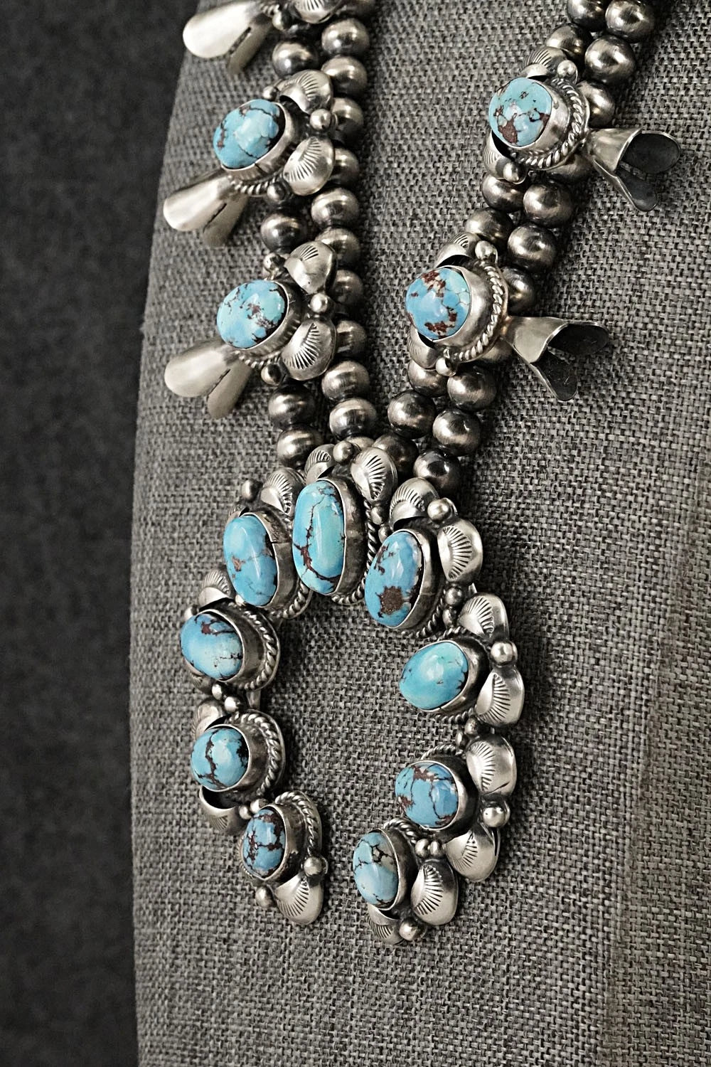 Turquoise & Sterling Silver Squash Blossom Set - Vernon Johnson