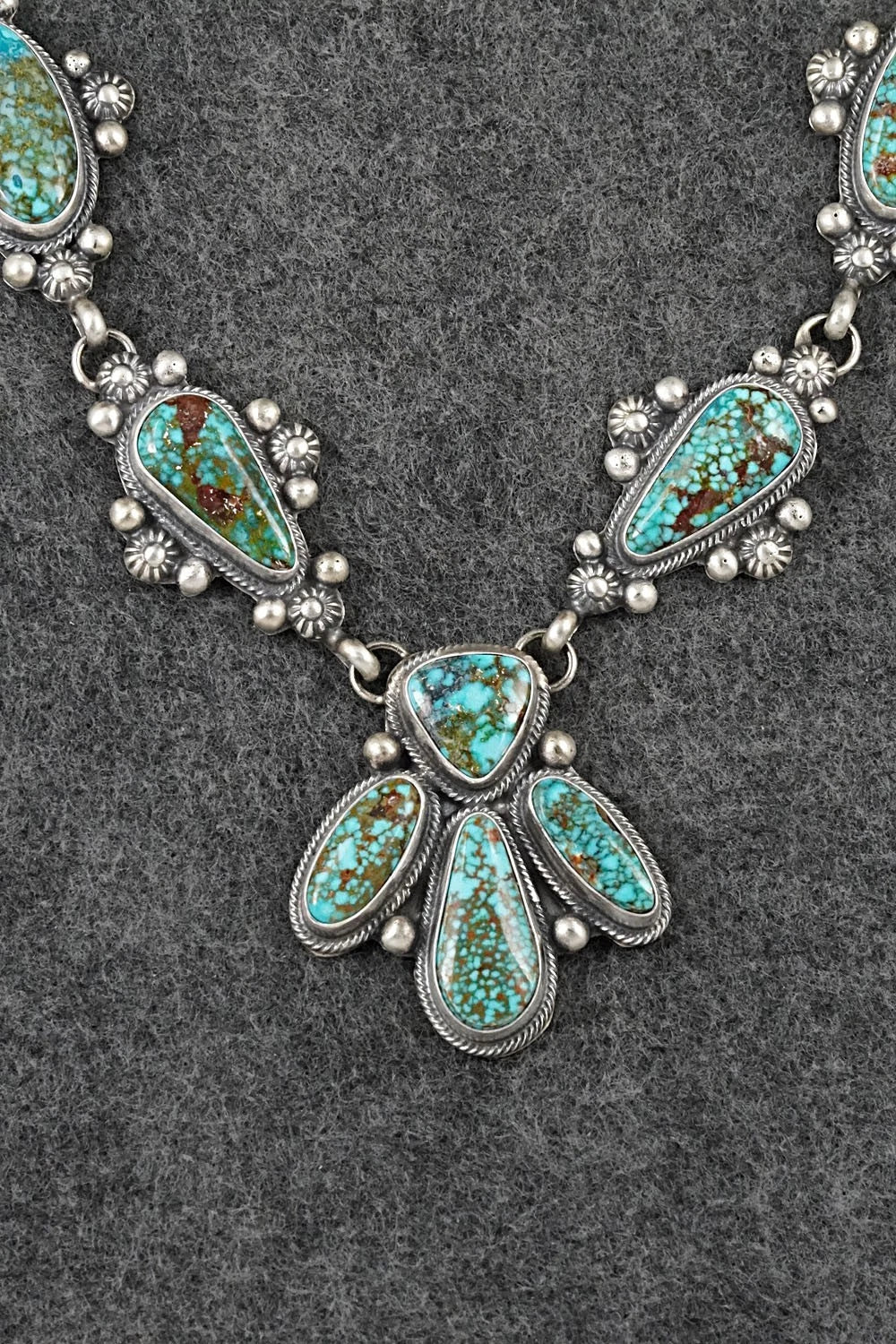 Turquoise & Sterling Silver Necklace and Earrings Set - Kathleen Livingston
